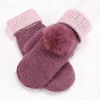 Winterhandschoenen voor volwassenen met koord, dikke gebreide wollen wanten met lange tenen, geschikt voor dames en meisjes, zachte, warme, winddichte handwarmers voor buiten, ideaal voor sneeuw en snowboarden.