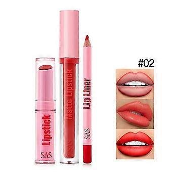 Lippenstift-Set, wasserfestes mattes Lippenstift-Lipgloss- und Lipliner-Set, 3-in-1 lang anhaltendes Lippenstift-Set mit weicher Cremetextur, hochpigmentiertes, samtiges Nude