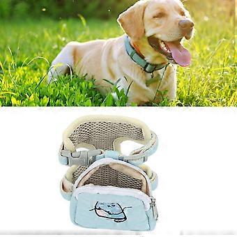 Cat Harness Leash Breathable Adjustable 360 Degree Buckle Escape Proof Pet Vest Belt with Snack Bag Blue L