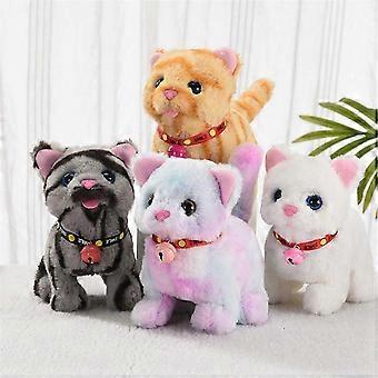 Interactive Walking and Meowing Cat Toy Plush Pet for Kids, Realistic Stuffed Animal Gift for Boys and Girls, Yellow