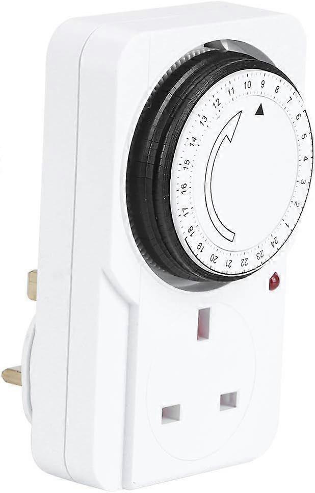 Plug Socket, Mechanical Outlet Timer Intelligent Timing Power Switch 24 Hour Cycle Timer Uk Plug(1pc, white)