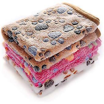 Washable Double-Sided Fleece Pet Blanket With Paw Print And Reflective Details