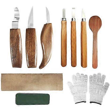 Ergonomic Walnut-Handled Carving Set For Spoons Bowls Cups