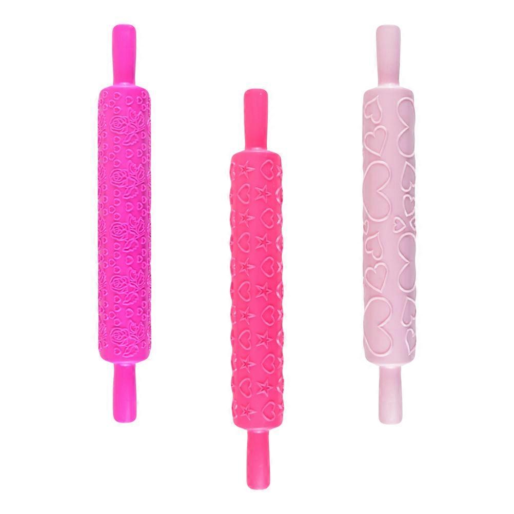 Baking Rolling Pin Plastic Embossed Roller for Cookies 6Pcs Set