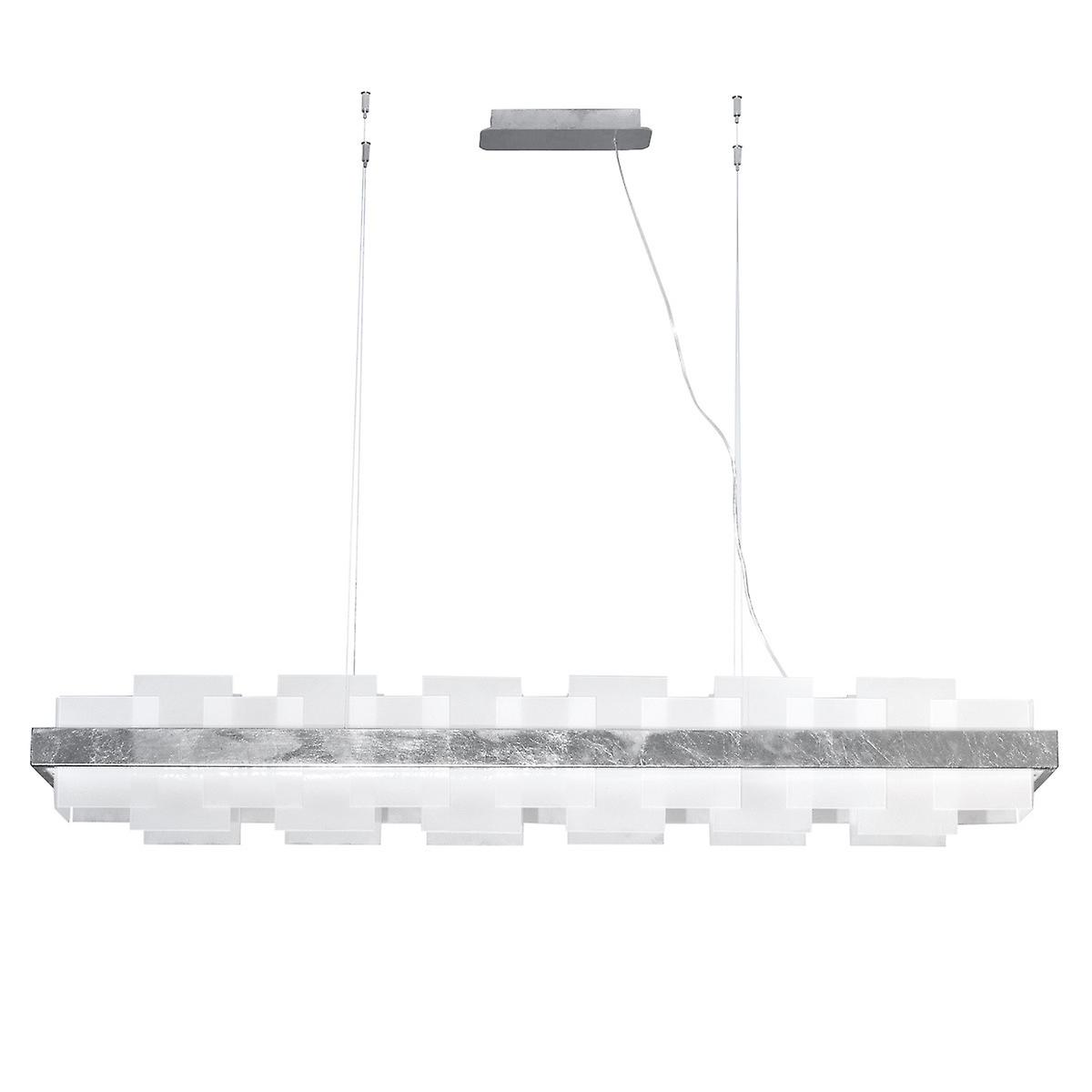 Rettangolo Led Glass Straight Bar Pendant Ceiling Light Silver Leaf