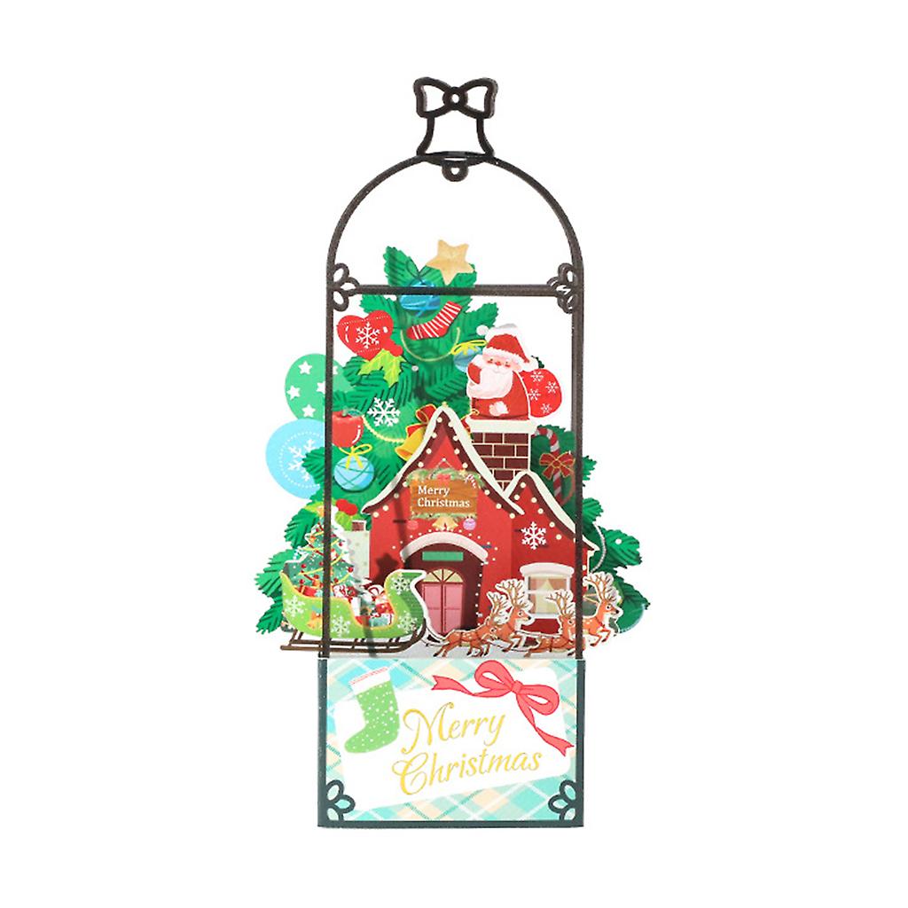 3D Christmas Tree Cartoon Colorful Greeting Card with Envelope Folding Type Carving Blessing Expresser Merry Xmas Cards