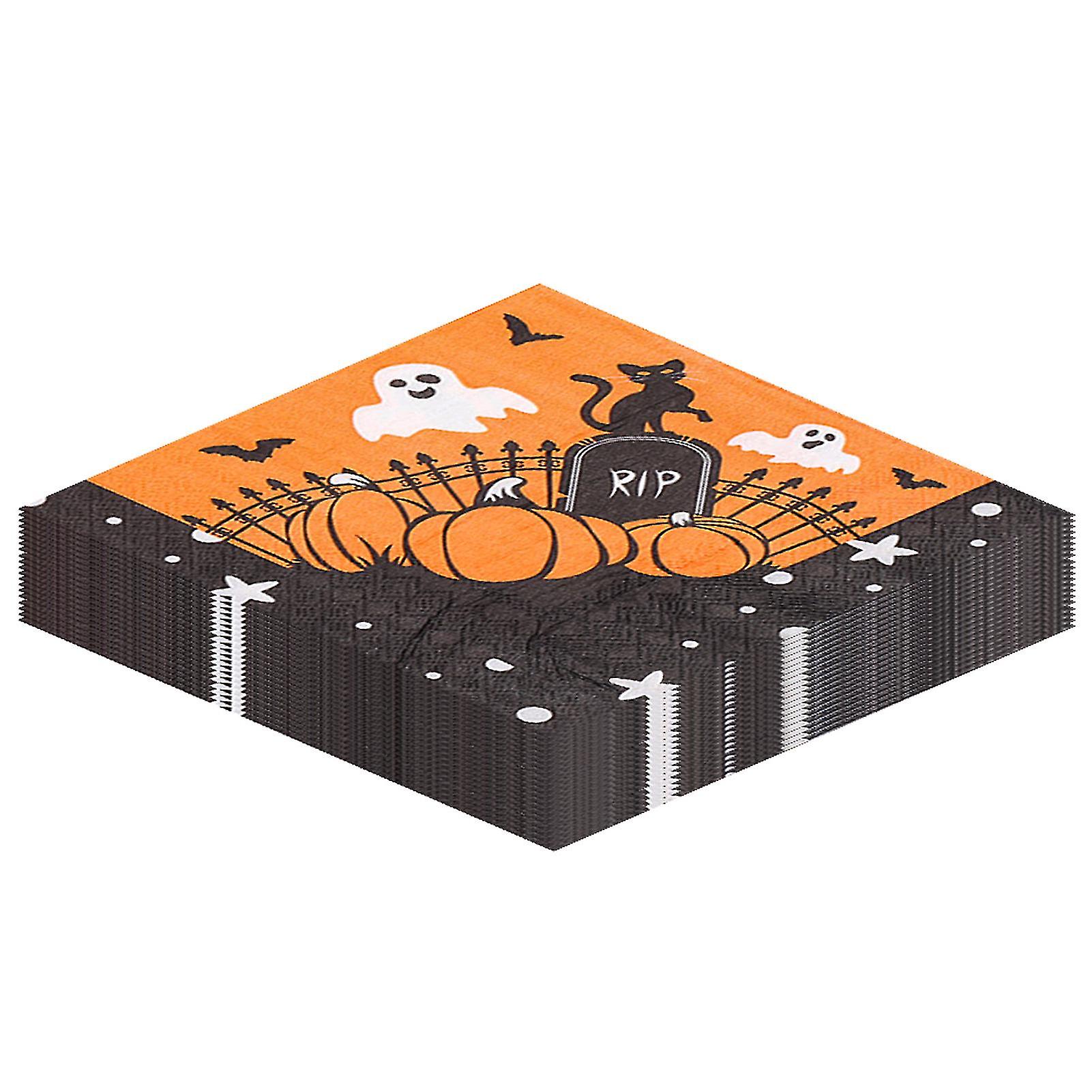 Halloween Paper Napkins Supplies 20 Sheets Cartoon Print Double Layer Tissue For School Office Home Hotel Bbq