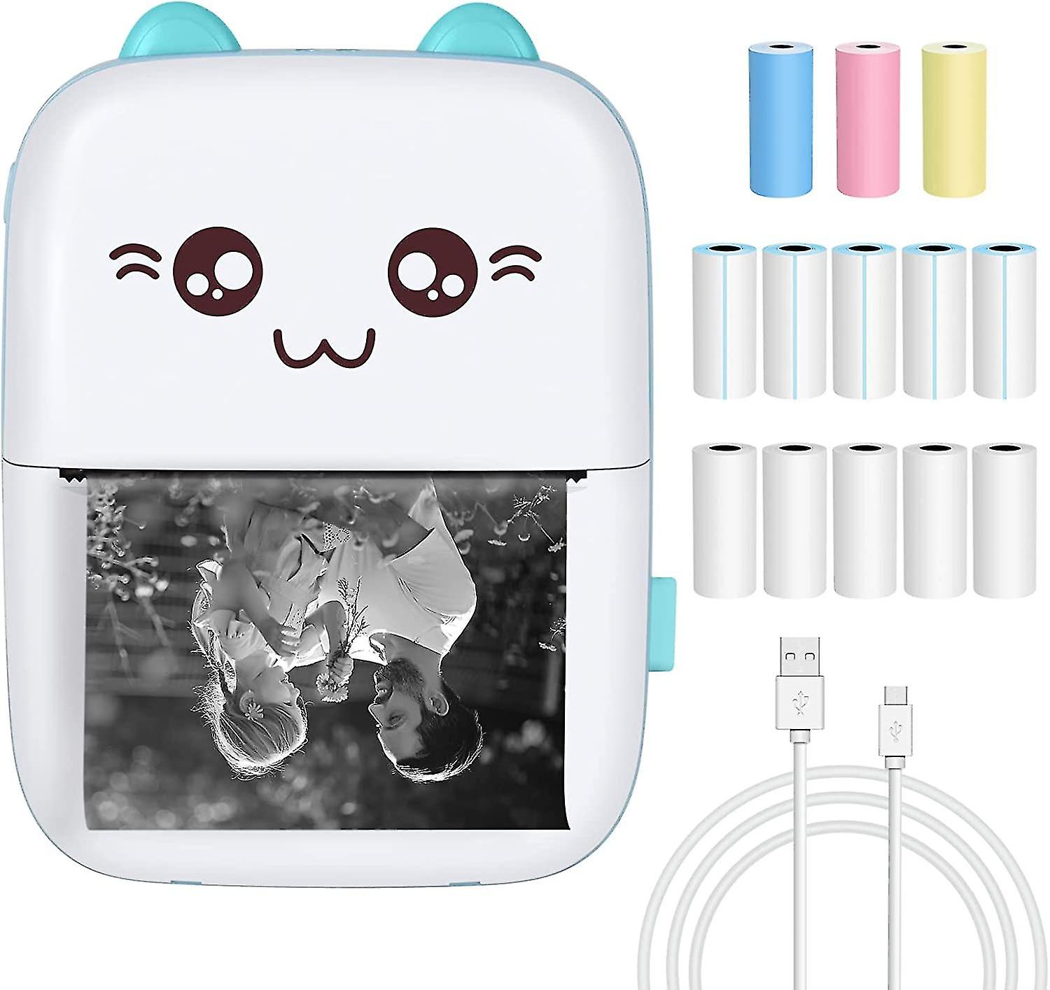Portable Mini Bluetooth Pocket Photo Printer With 13 Rolls Thermal Paper