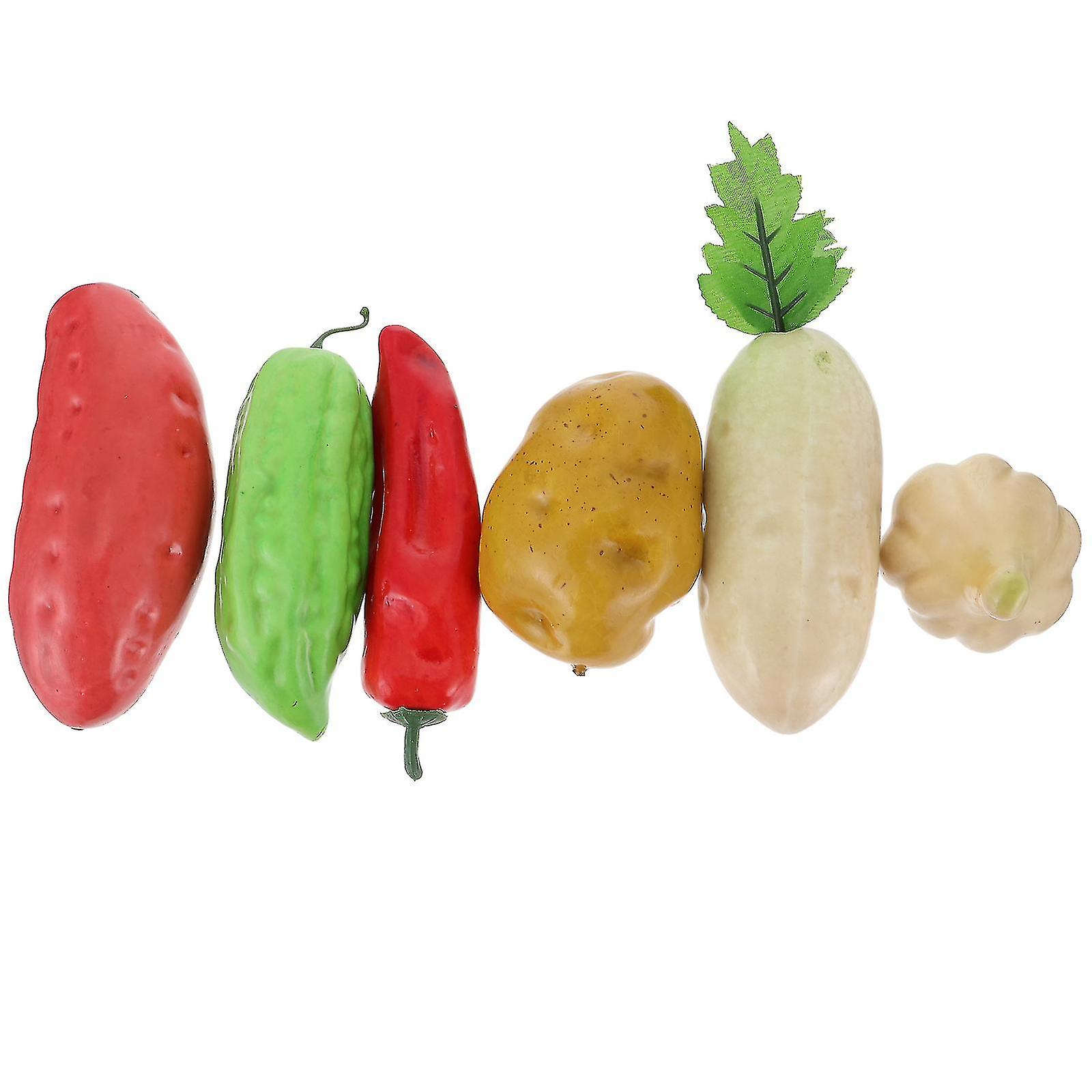 6pcs Simulation Vegetables Fruit Decors Artificial Vegetable Hanging Ornaments Random Style