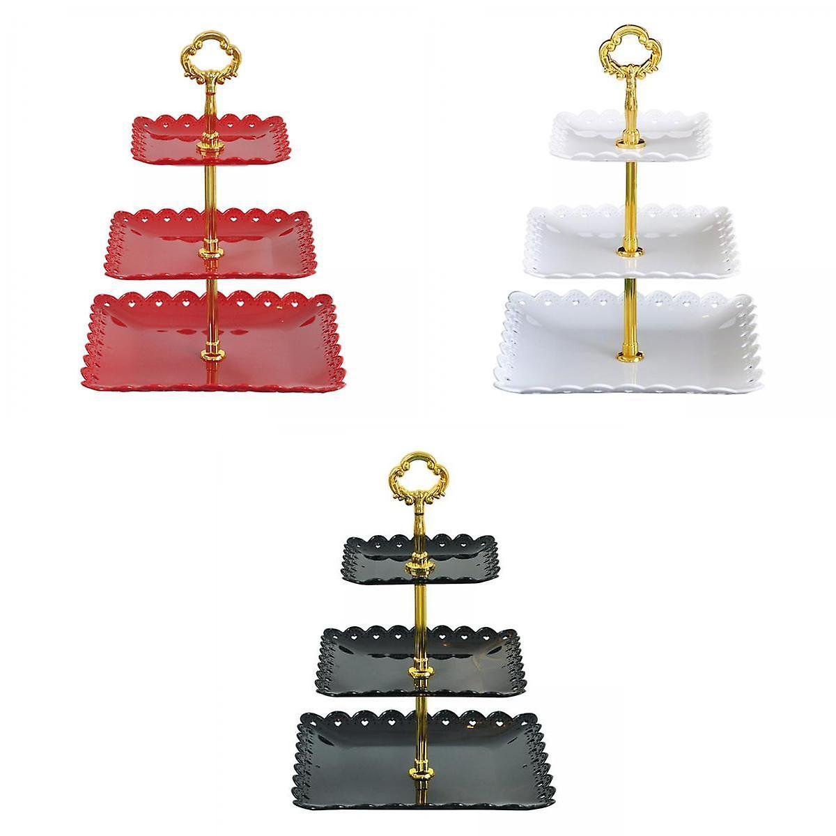 3x Three-tier Cupcake Stand Tableware Candy Storage For Ceremony Wedding