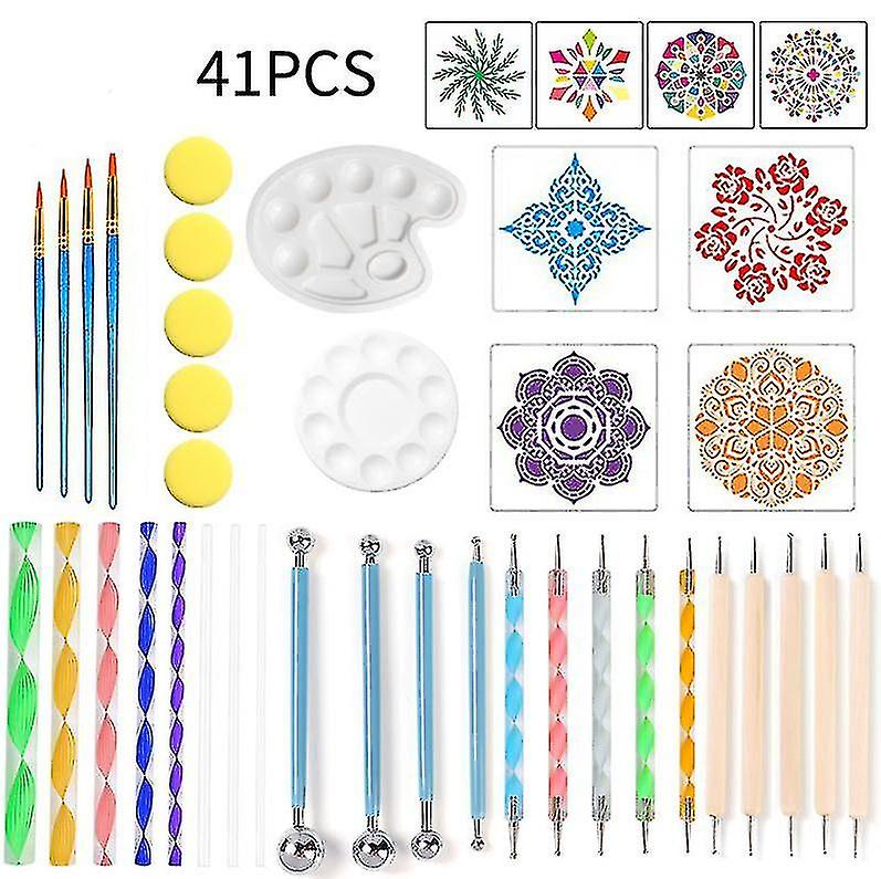 41 Pcs Dot Painting Tools Kit Mandala Dotting Tools Mandala Stencil