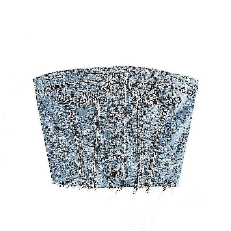 Blauwe Crop Top Vrouwelijke Denim Corset Top Vrouwen Y2k Off Shoulder Sexy Tube Top Vrouw Party Mode Zomer Tops Streetwear