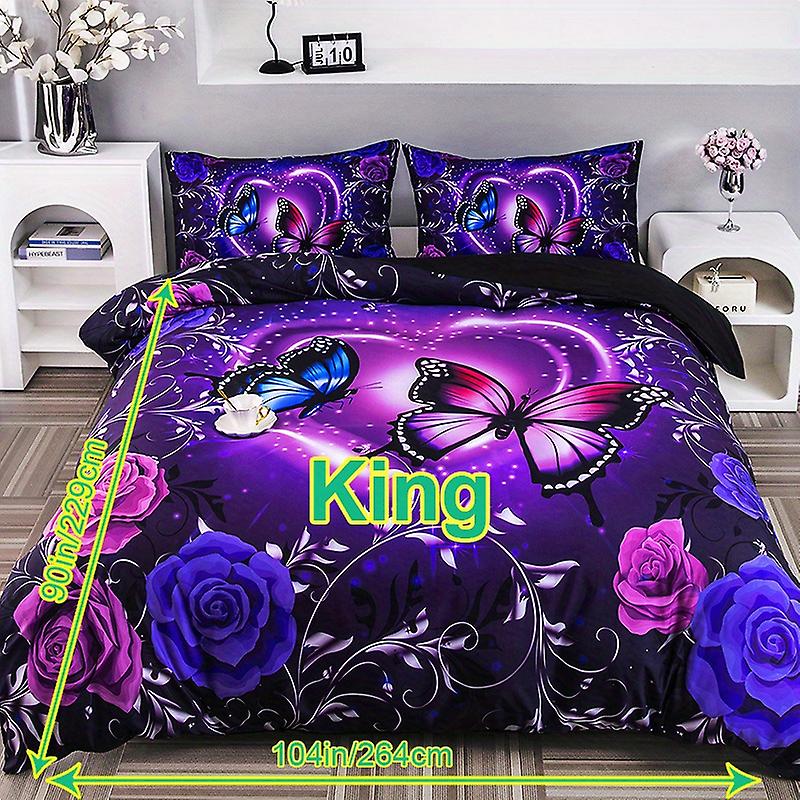 3st Påslakan Set Mode Classic Populär Fjäril Blomma Digital Print Sängkläder Set Mjuk Bekväm Påslakan För Sovrum Gästrum (1 * duv