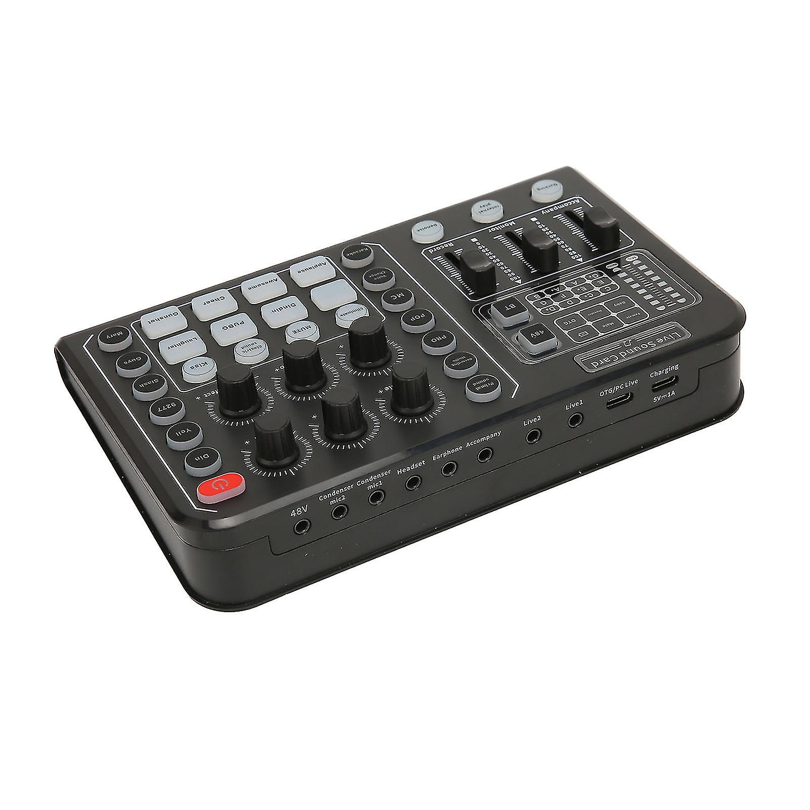 Live Sound Card Noise Reduction Plug and Play Voice Changer Sound Mixer Board for Karaoke Live Recording 