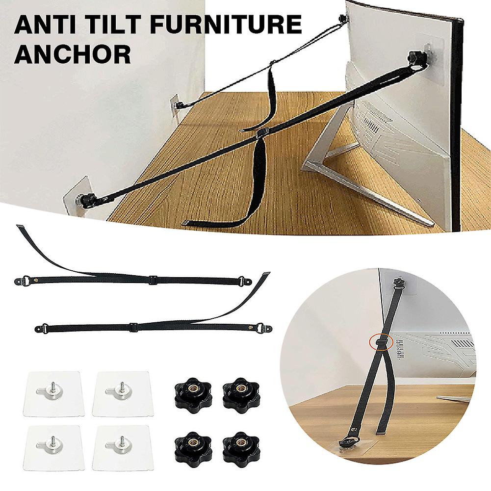 Adhesive TV Anti-Tip Safety Straps Easy Installation Non Tipping Strap Kit for Flat Screen
