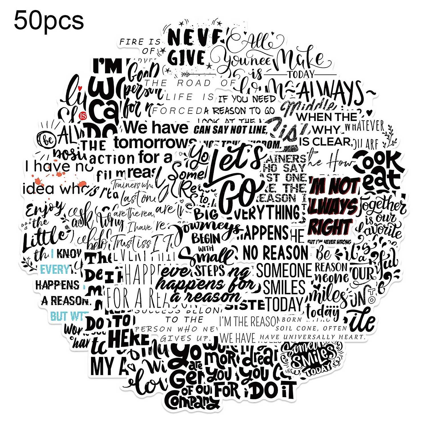 3 x 50Pcs/Pack Graffiti Stickers Nice-looking Inspiring Self-adhesive Encouraging Words Computer Dec