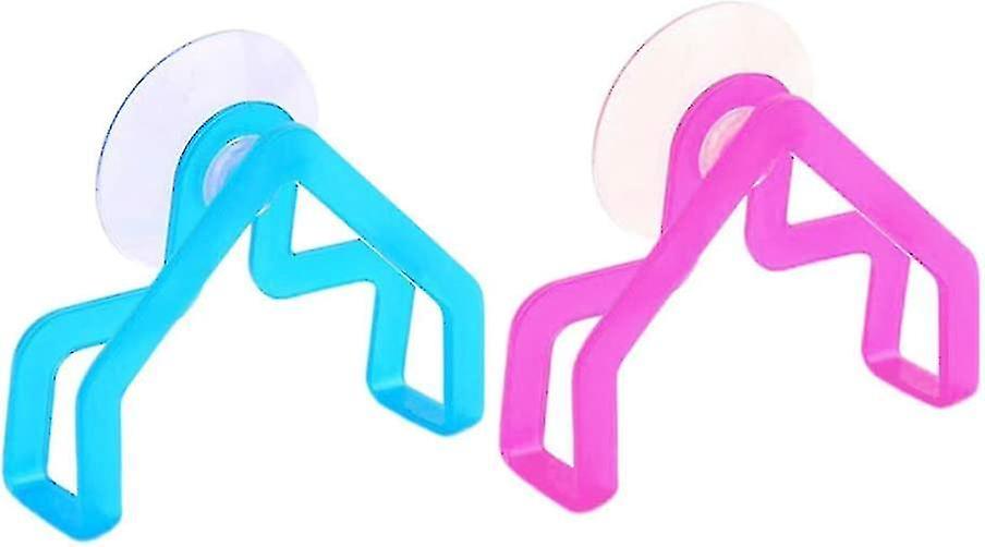 Een zuigbare wastafel frame badkamer keuken klein gereedschap opslag frame (blauw + roze 2 stuks)