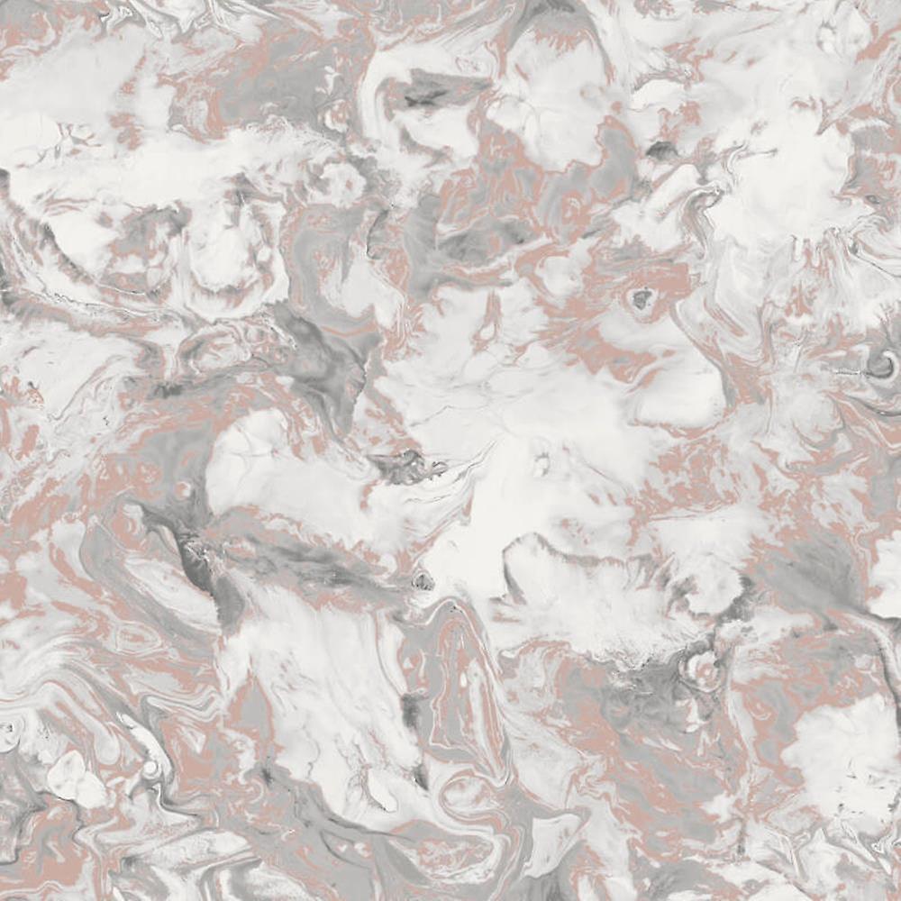 Muriva Elixir Liquid Marble Effect Wallpaper Rose Gold Silver Metallic Shimmer