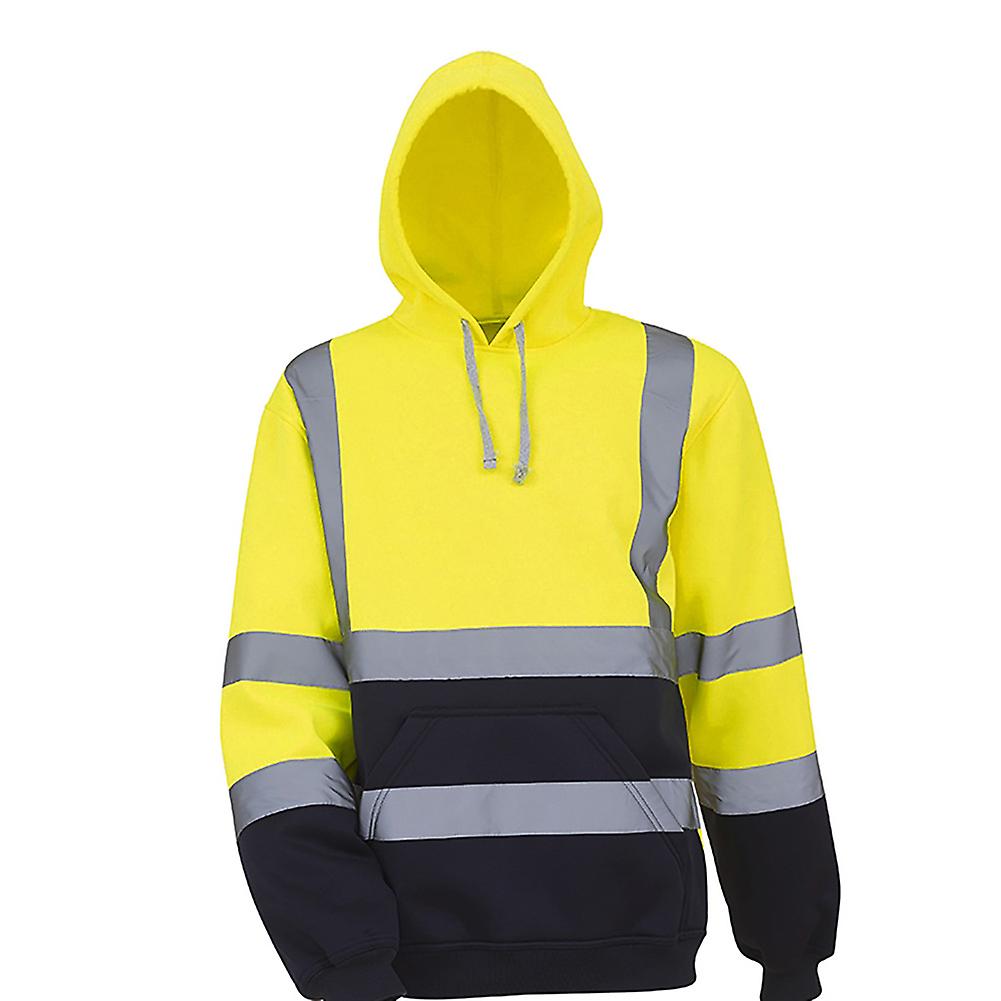Fianao Men Reflective Sweatshirt High Visibility Pullover Top Long Sleeve Hoodie Coat