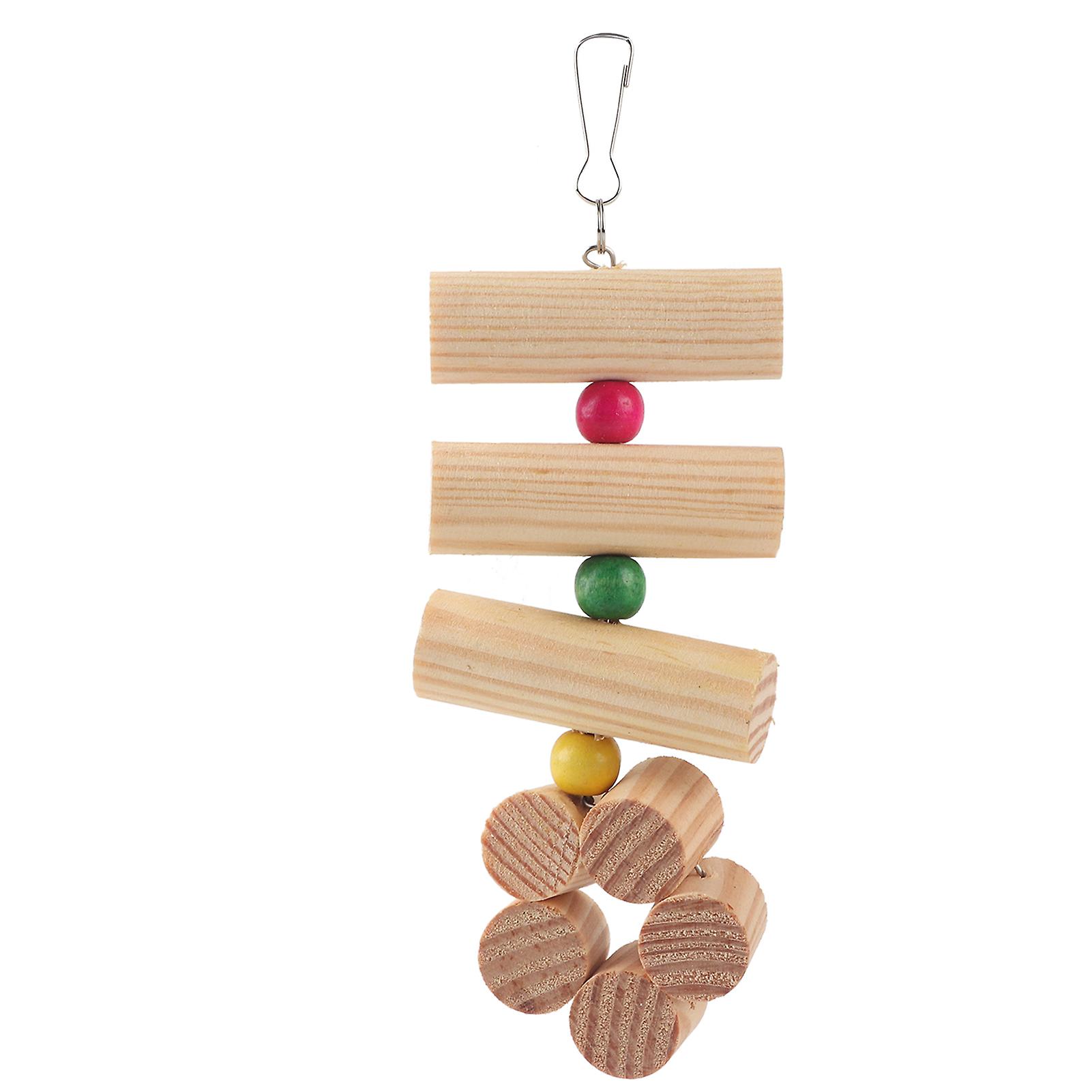 Flower Shape Wooden Cage Bite Resistant Toy with Colorful Beads (Large Size)
