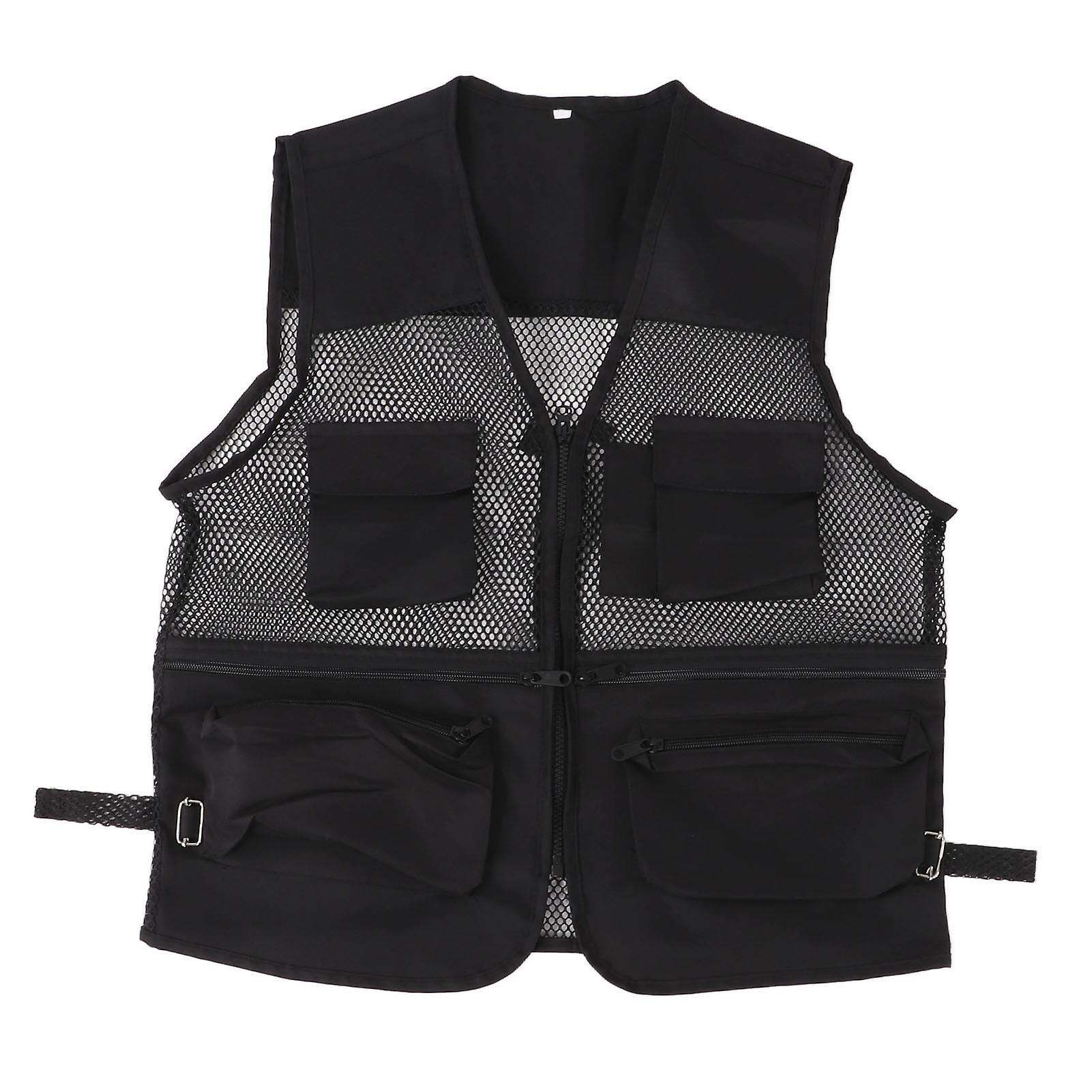 Military Vest Durable Breathable Multi Pocket Mesh Fishing Vest for Outdoor ActivitiesXL Black