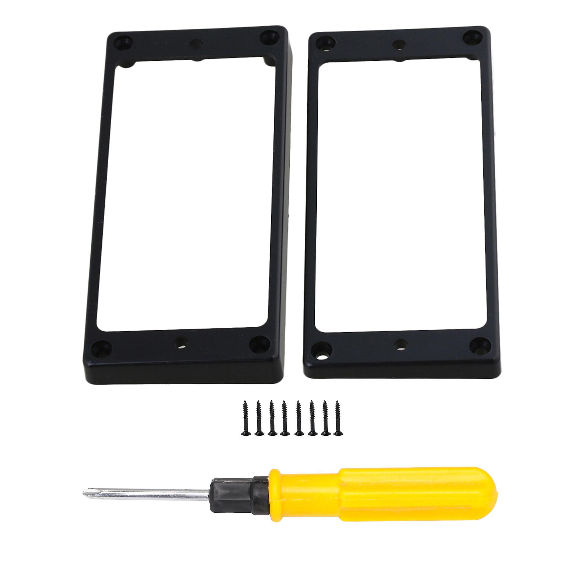 2 Pcs Plastic Flat Guitars Pickup Frame Mounting Rings w/ Screws Kit