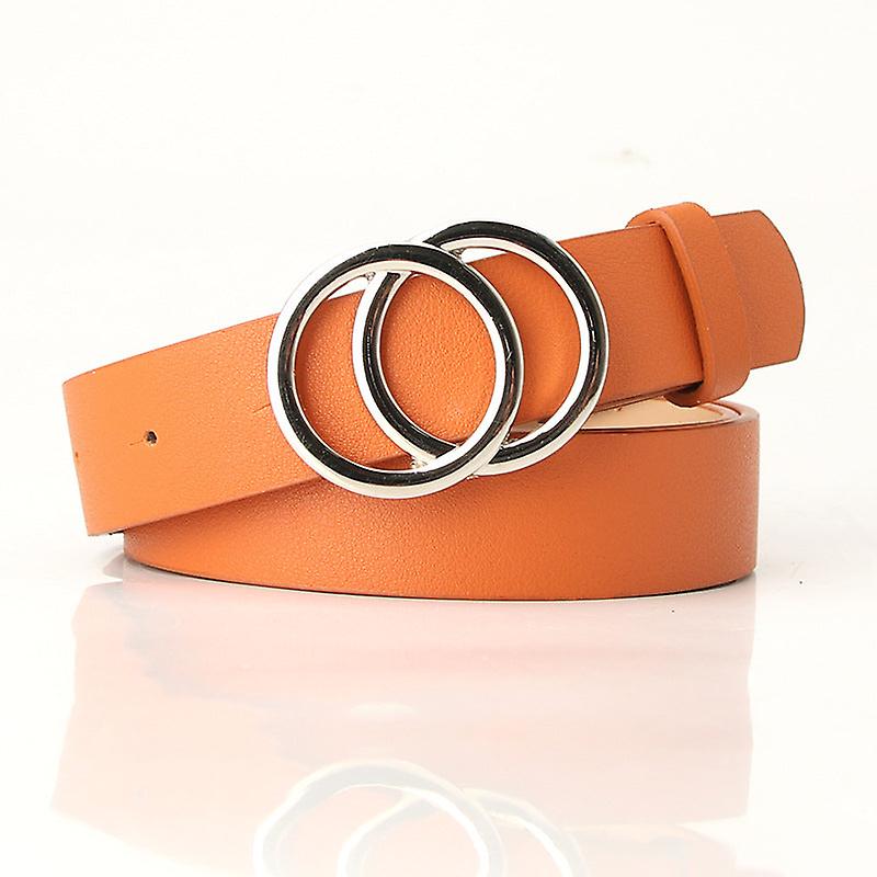 Cinto feminino transfronteiriço na moda com fivela de anel duplo Moda simples Ins Style Wide Belt feminino