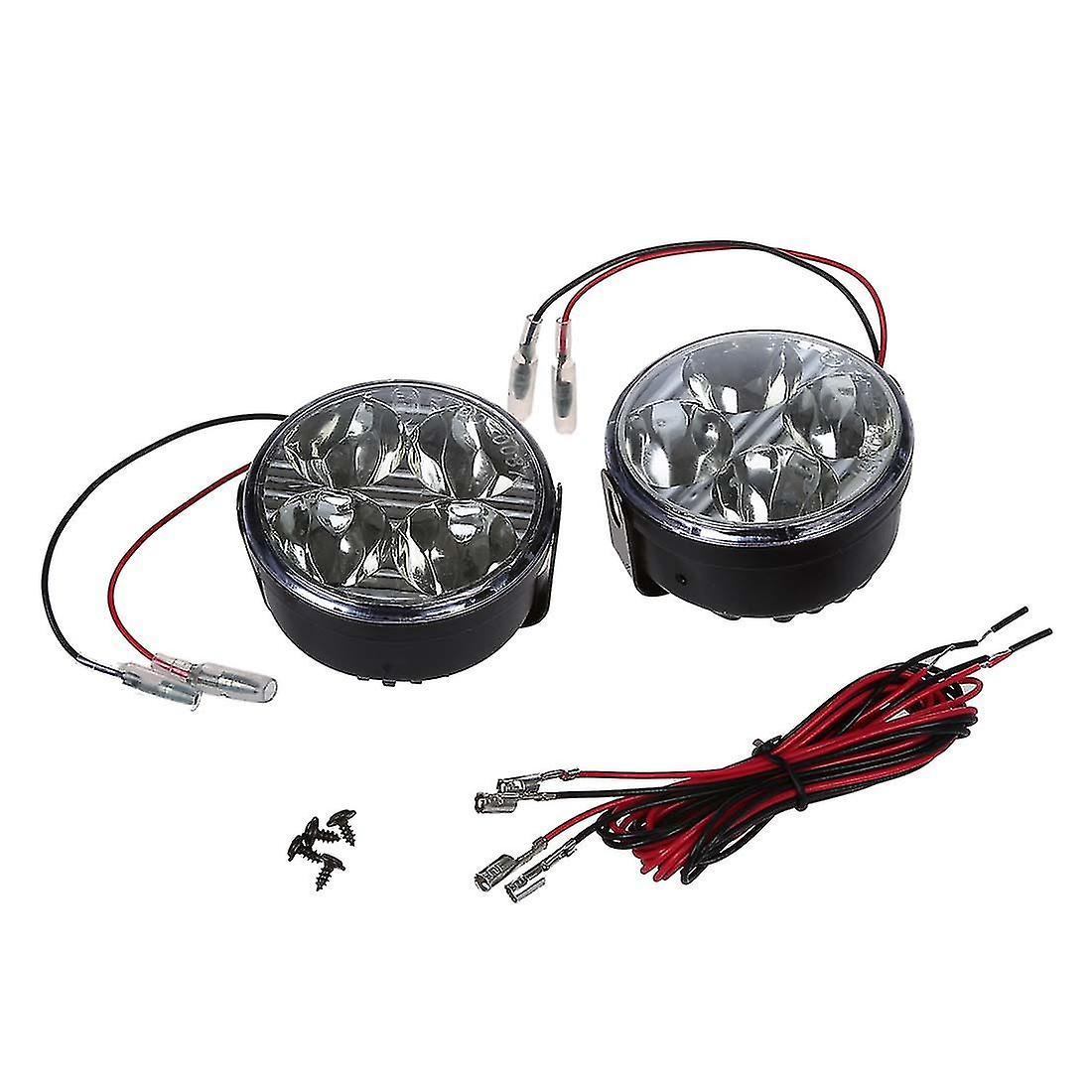2pcs Universal 12v White 4 Led Round Daytime Running Light Drl Car Fog Day Driving Lamp-dwdz