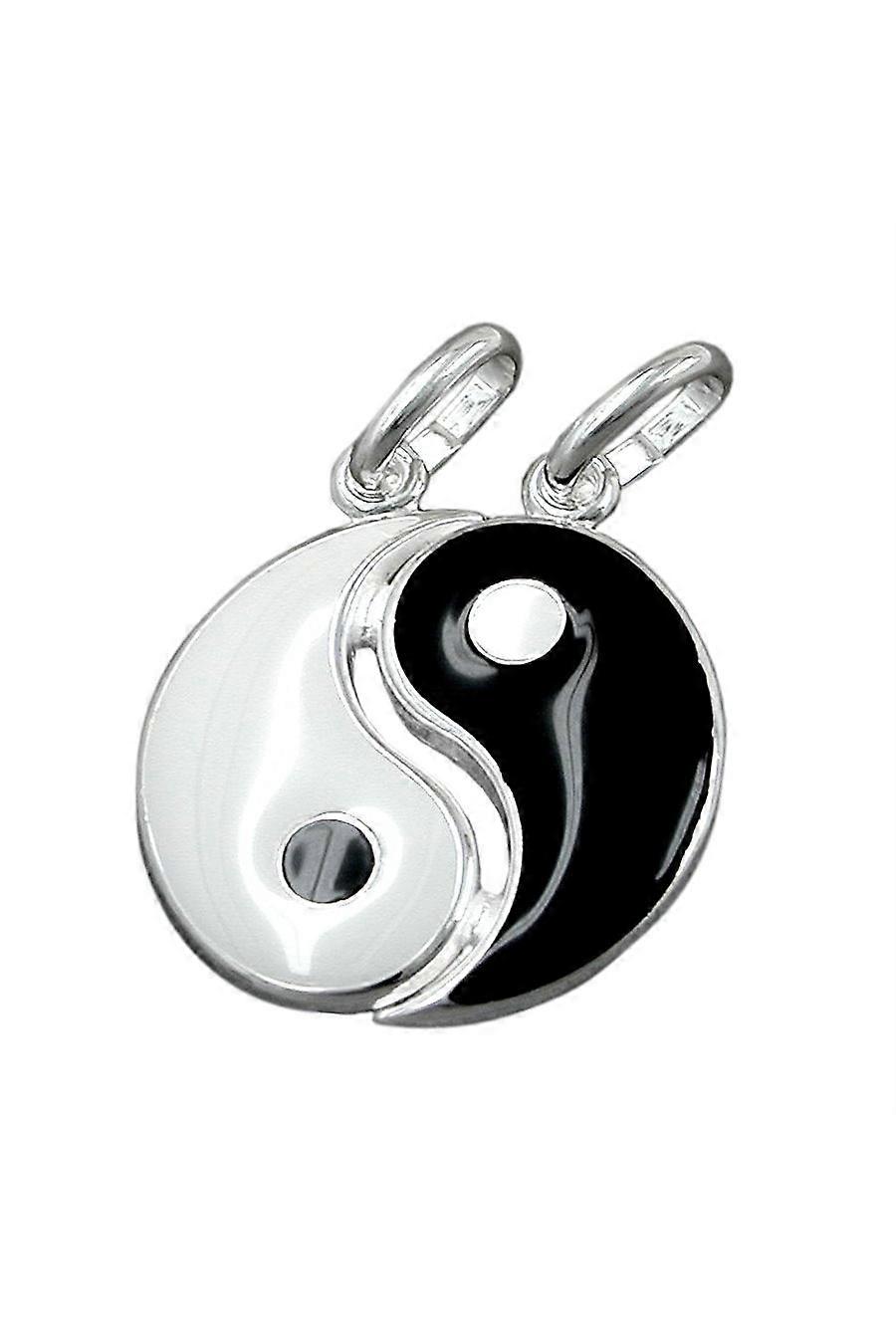 Pendant Yin Yang 16mm Black White Lacquered Silver 925 - Gl90351