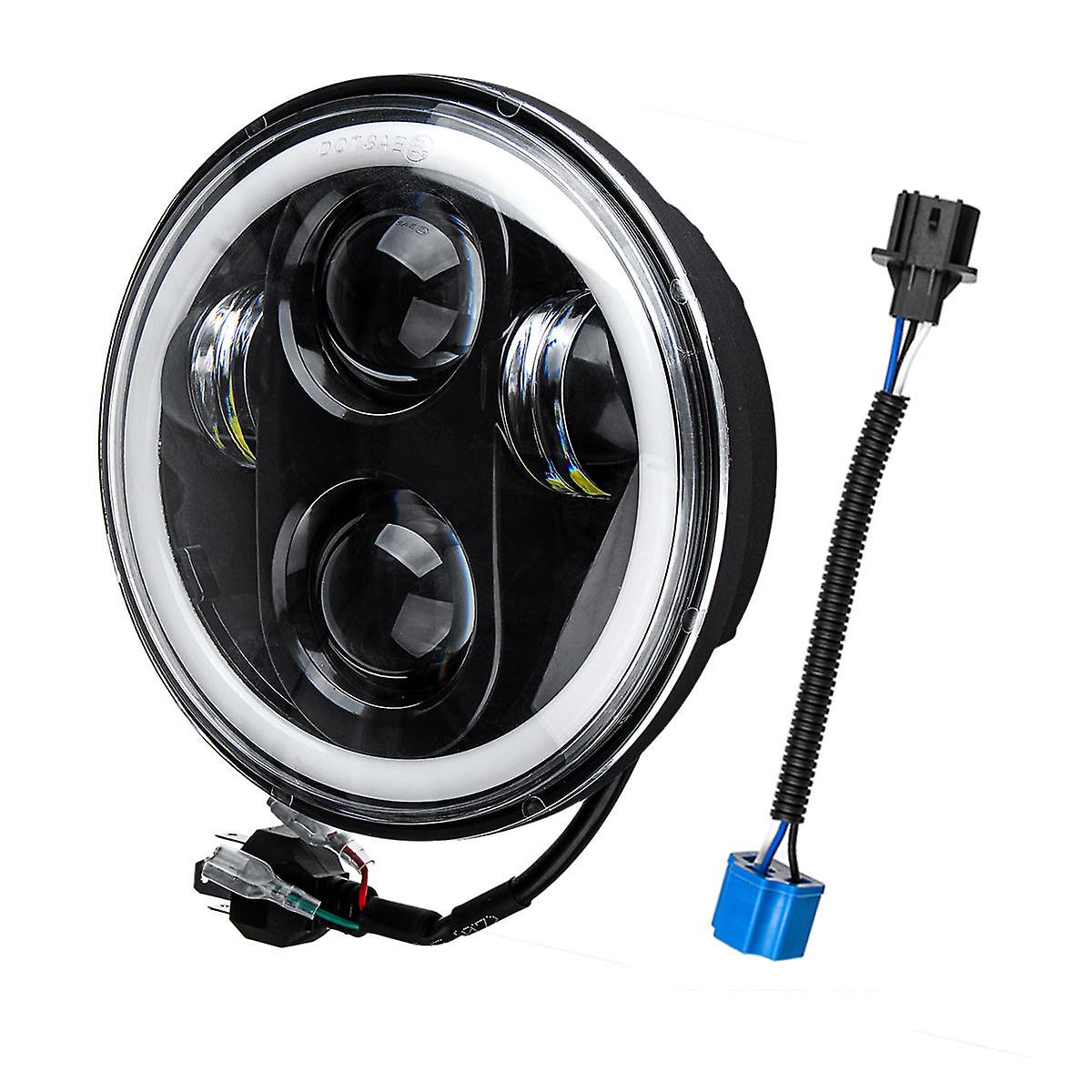 5.75" 75W 6000k Drl Amber Halo Angle Eyes Projector Led Round Headlights Low/high Beam Turn Signal Light