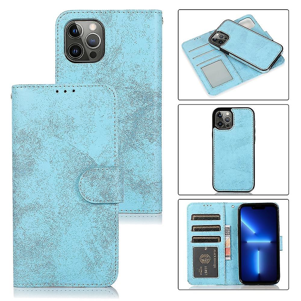 Retro 2 In 1 Tpu+pu Case For Iphone 13 Pro Max Sky Blue