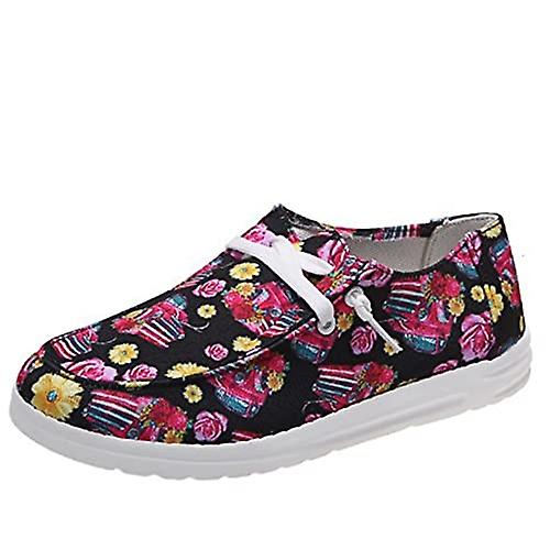 Womens Canvas Low Top Slip-On Sneakers Round Toe Stylish Breathable Colorblock Viscose Shoes Lightwe