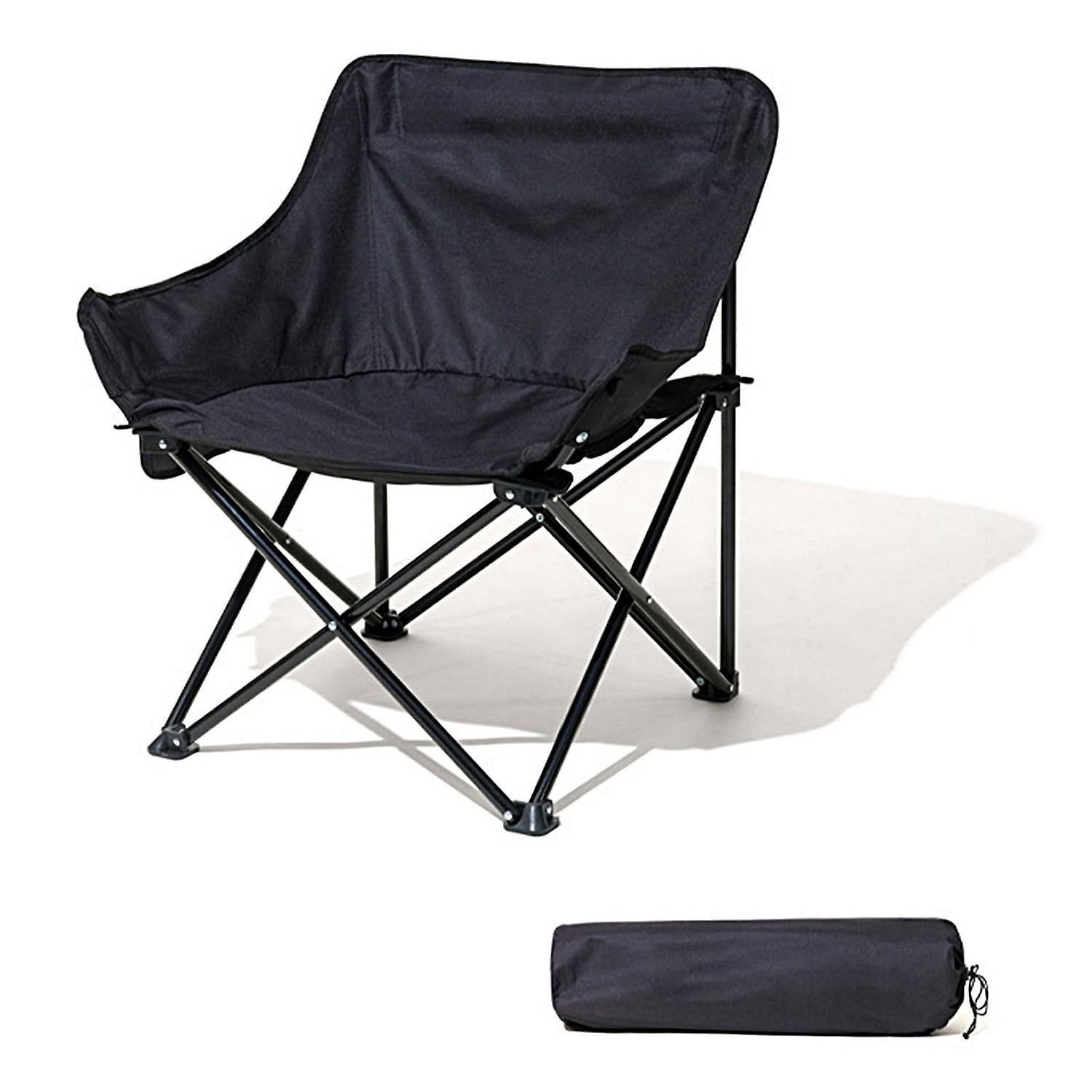 Widened and Extra Lightweight Folding Camping Moon Chair (Obsidian Black)