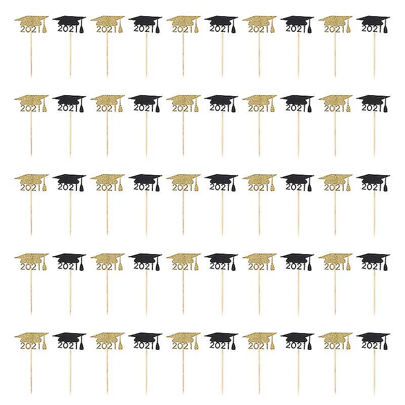 50pcs 2021 Graduation Theme Cake Toppers