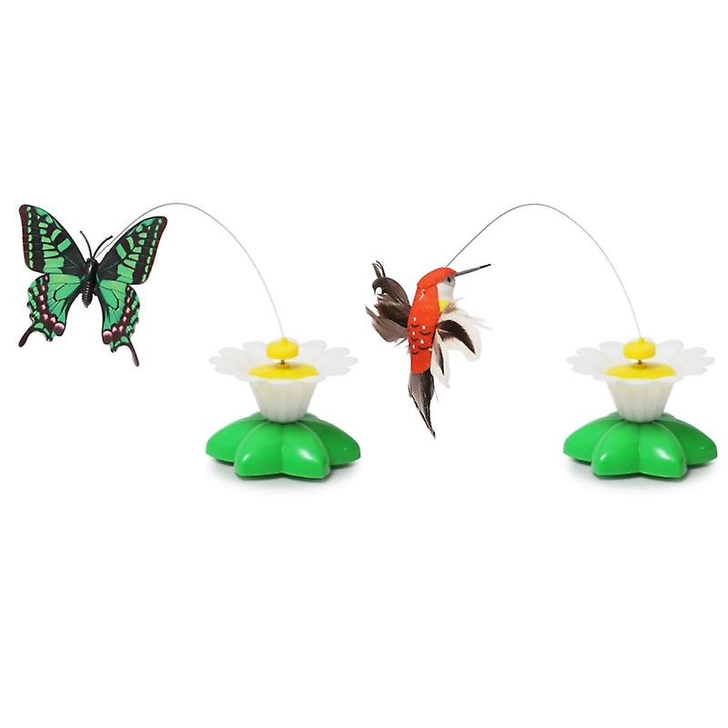 2PCS Electric Bird & Butterfly Teasing Cat Toy,Automatic Electric Butterfly 360°Rotating Kitten Toy