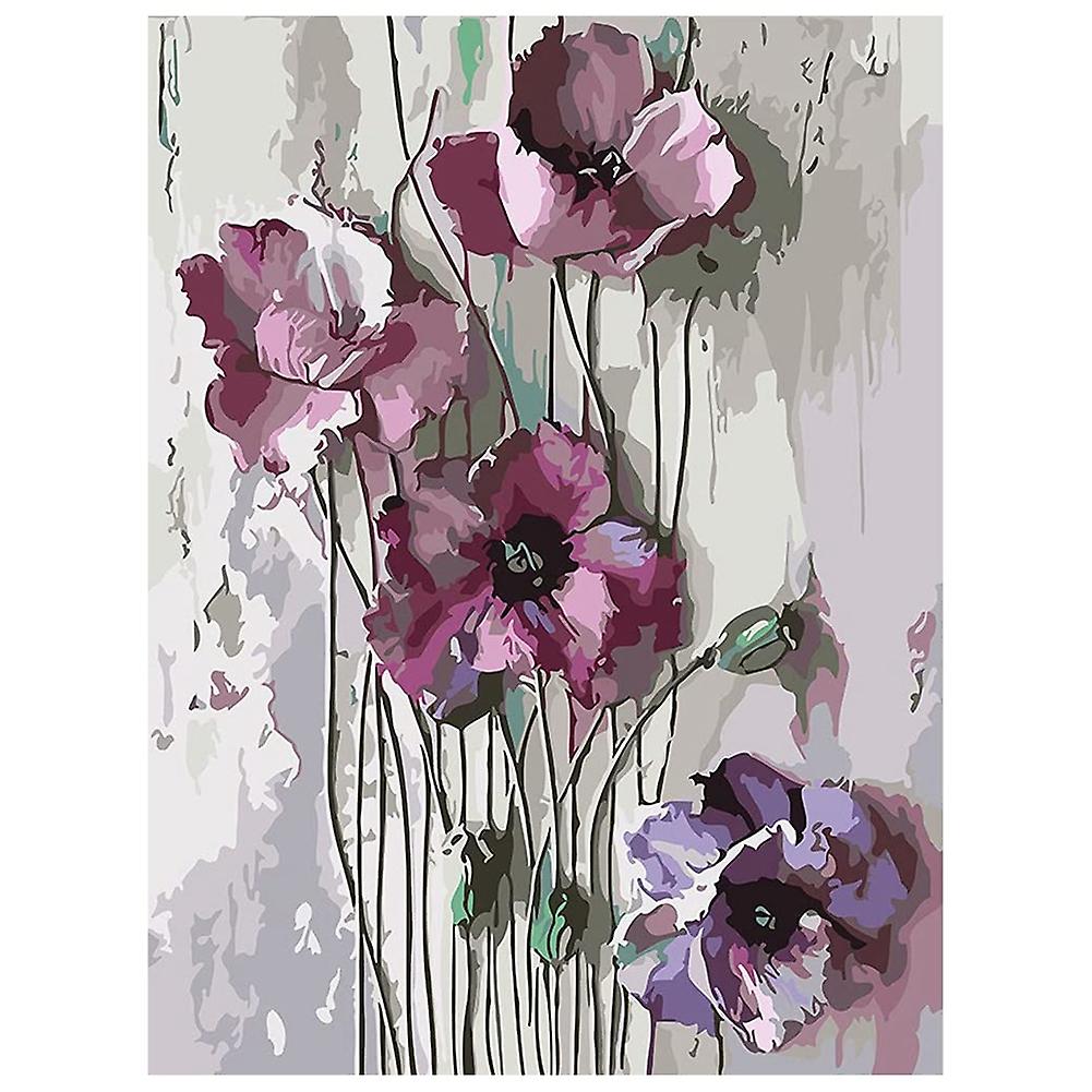 Peinture de fleurs par numéros,Peinture par numéros pour adultes enfants débutant,Peinture adulte par numéro bricolage sans cadre peinture à l’huile