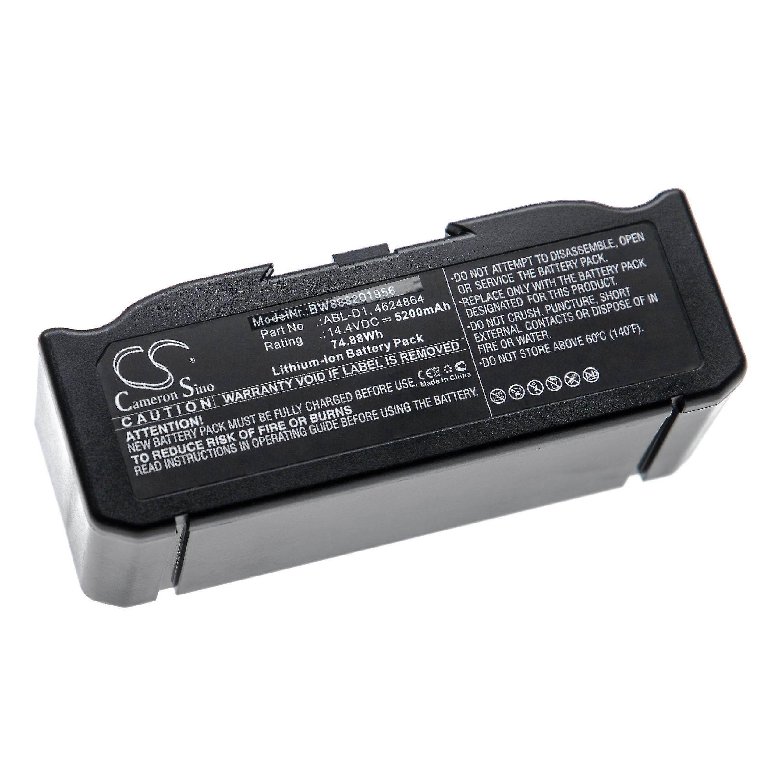 vhbw batteri udskiftning til iRobot ABL-D1, 4624864, ABL-D2 til Robotstøvsuger sort (5200 mAh, 14.4 V, Li-Ion)
