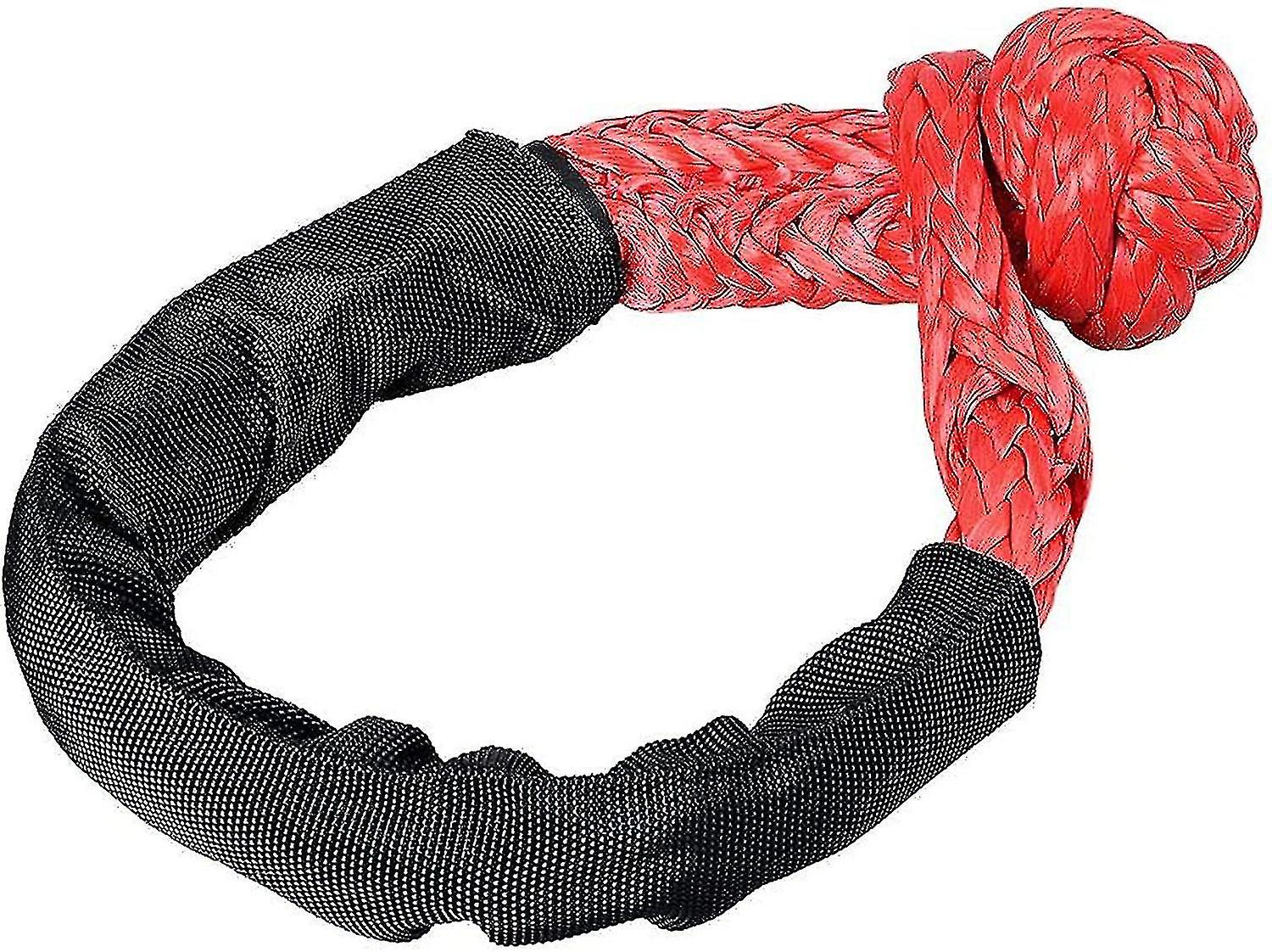 Soft Synthetic Shackle For Utv Offroad Towing With Protective Sleeve For Broken Car, Quad, Winch (red) - J