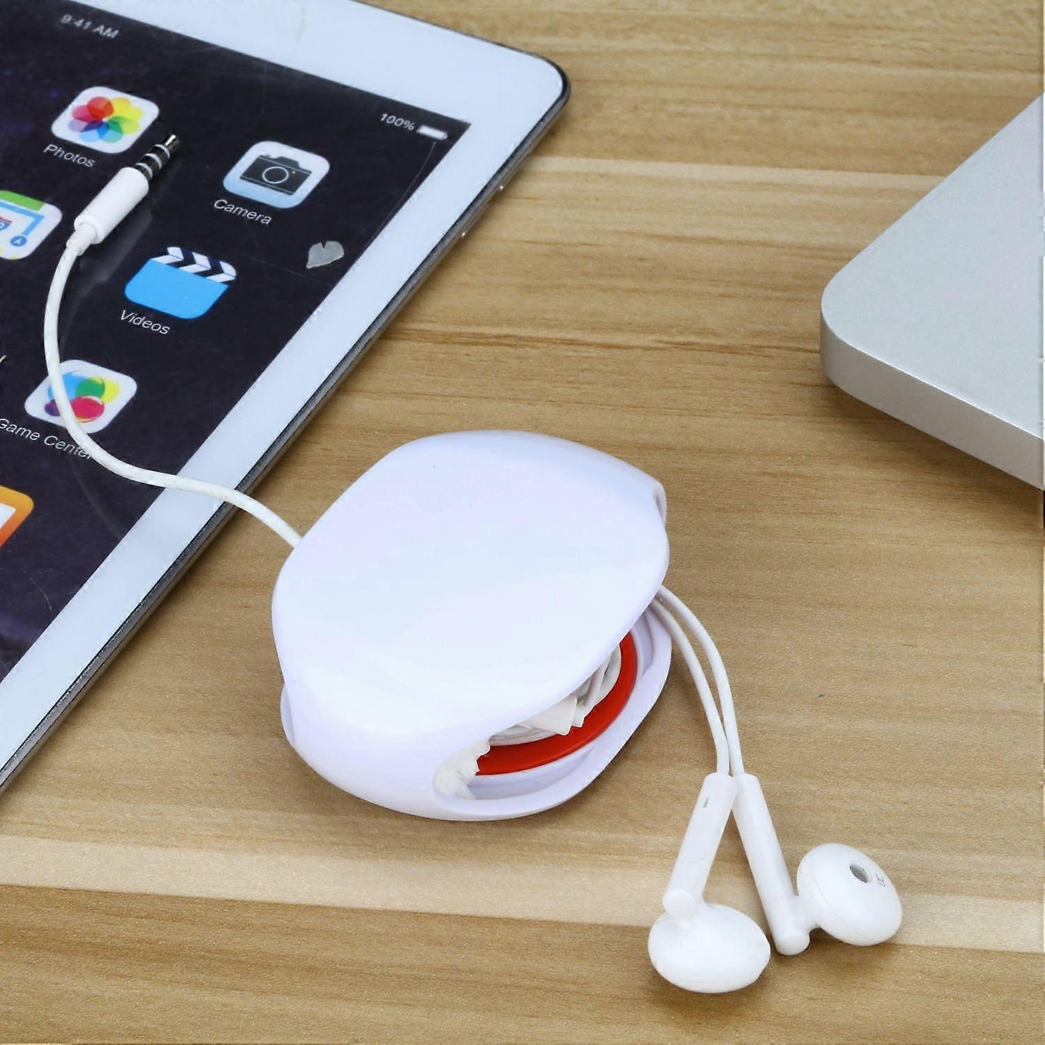 White 2pcs Smart In-Ear Headphone Storage Box/Headphone Cable Storage Organizer/Earphone Stand Case/