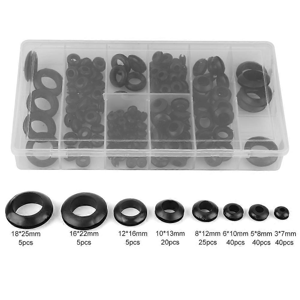 180pcs/box Rubber Grommet 8 Sizes Assortment Set For Protect Wire Cable Hose