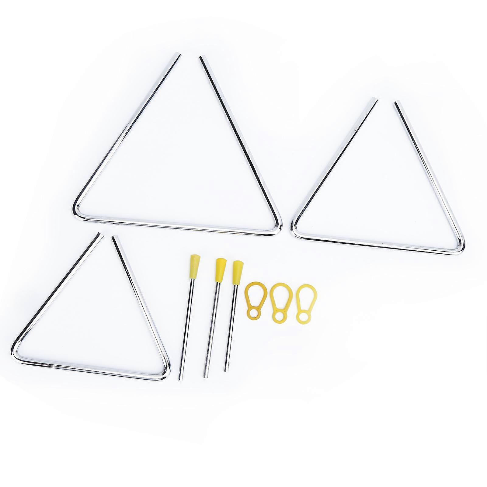 3pcs Hand Percussion Triangle Musical Instrument Set 6in 7in 8in For Playing Training