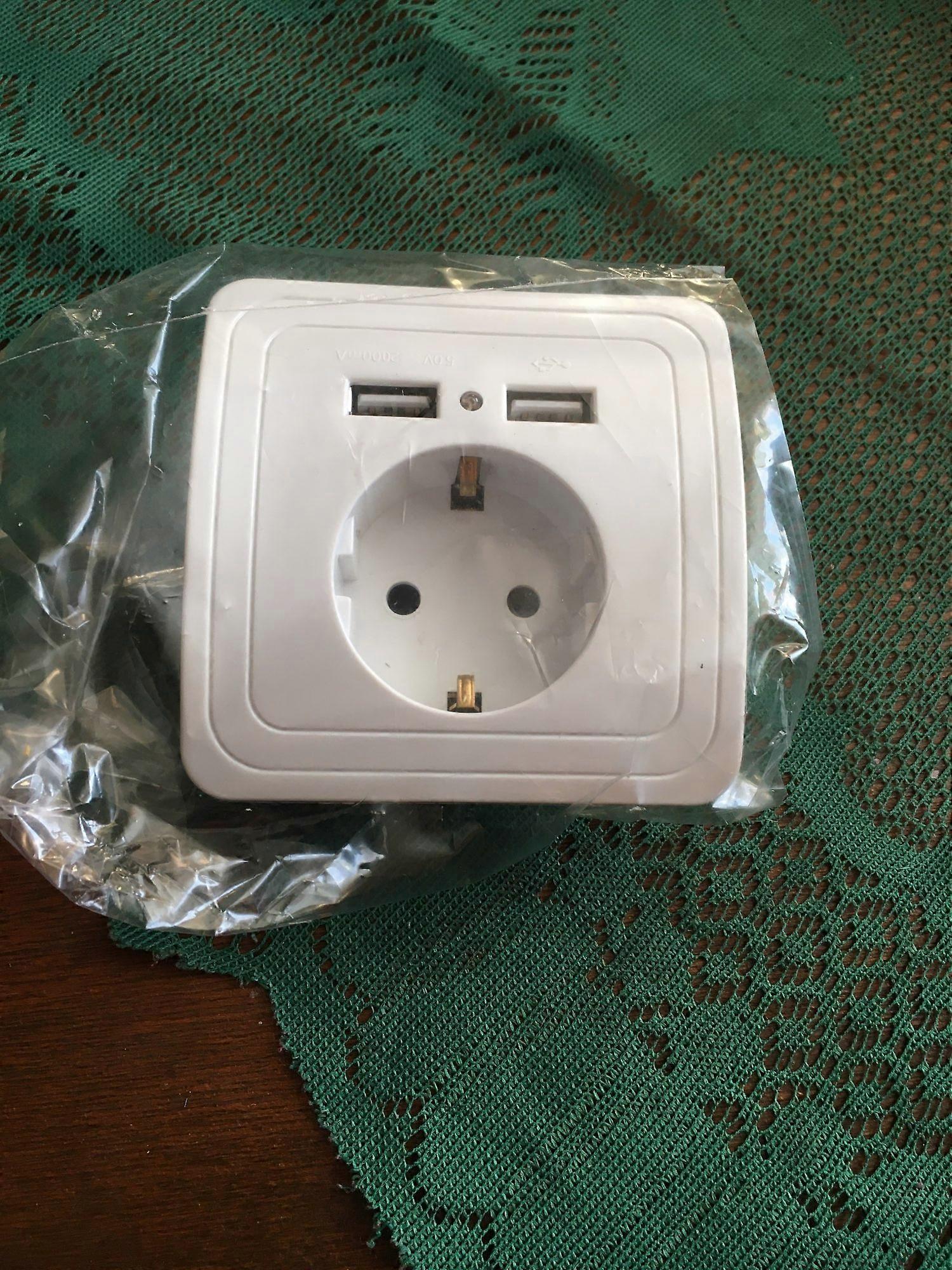2022 Eu Plug Socket Dual Usb Port Socket Wall Charger Adapter 2a Wall Power Socket White Pop Socket Ce Smart Home