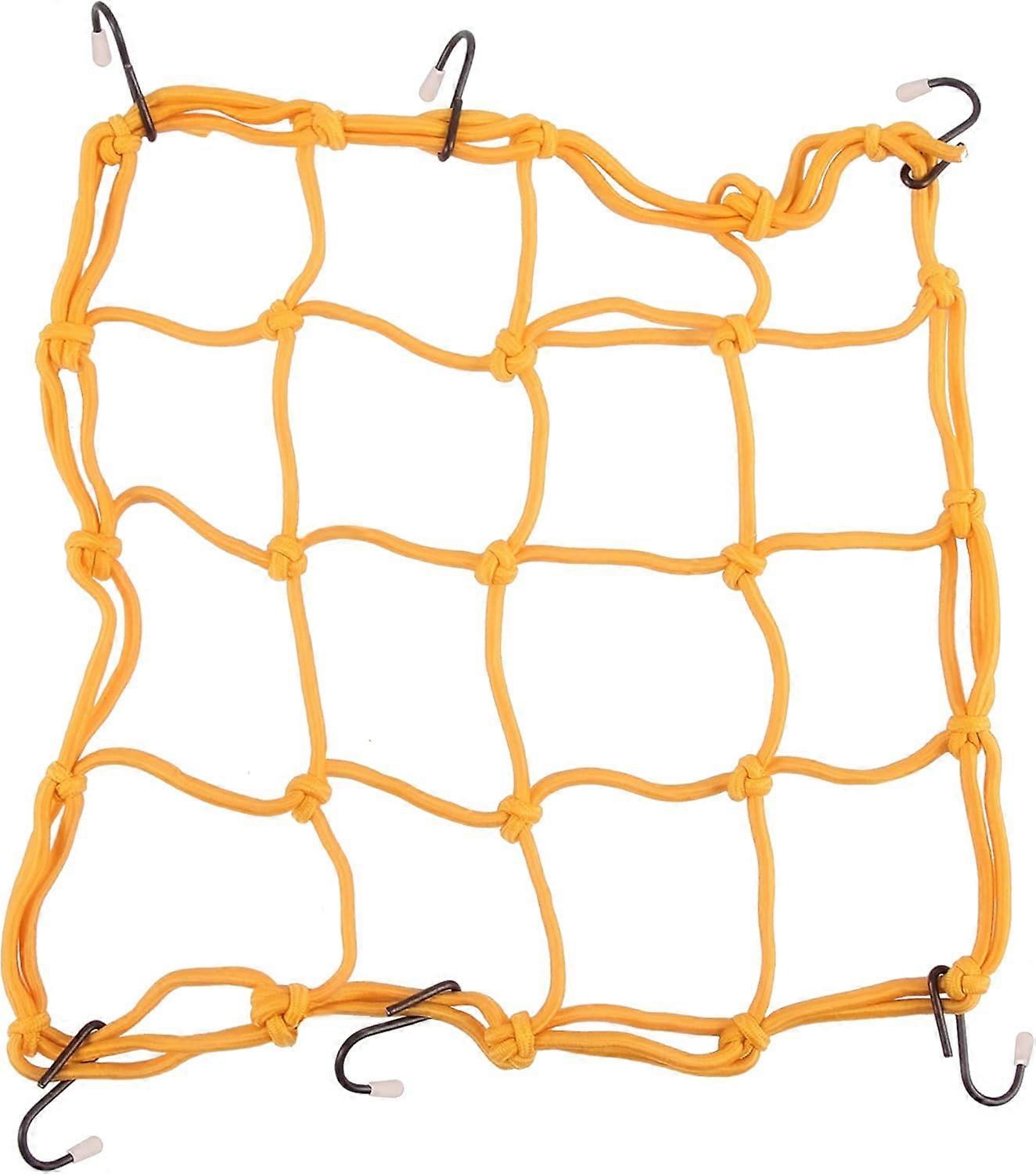 12 "x 12"伸縮性のあるバンジー荷物カーゴネット、オートバイの交換を保持するフック付きATVバイク車トラックイエロー
