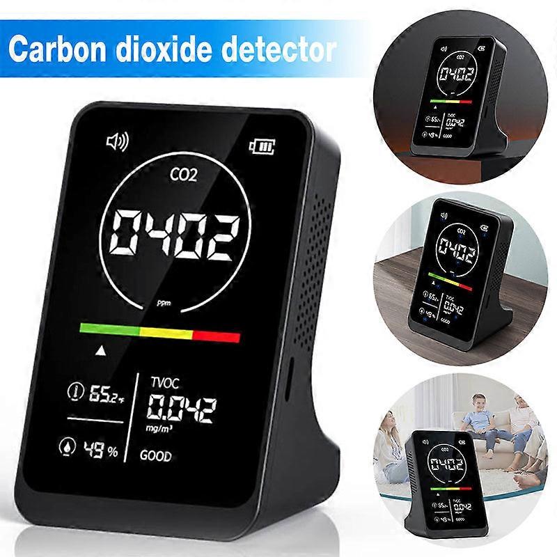 4 In 1 Digital Indoor Air Quality Usb Rechargeable Co2 Tvoc Temperature Humidity Monitor Multifunctional For Home Office