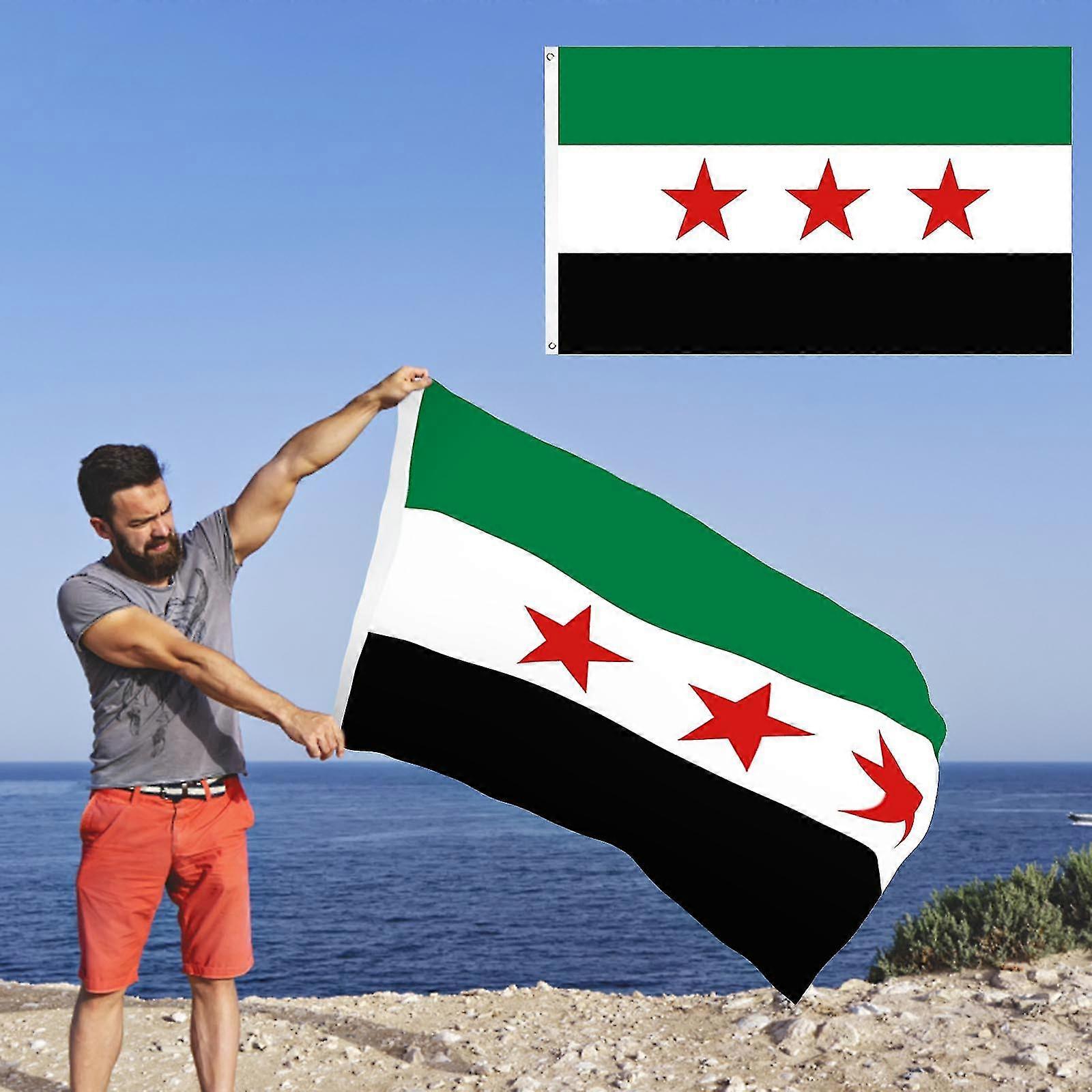 90*150cm/3FT*5Ft/59*35IN Flaga Syrii Flaga Syrii z mosiężnymi przelotkami i podwójnie obszytymi krawędziami