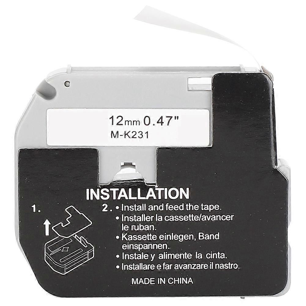 ブラザープリンター用ラベルテープリボン M K231/631 PT-65/90/80(mk12mm 黒地に白)