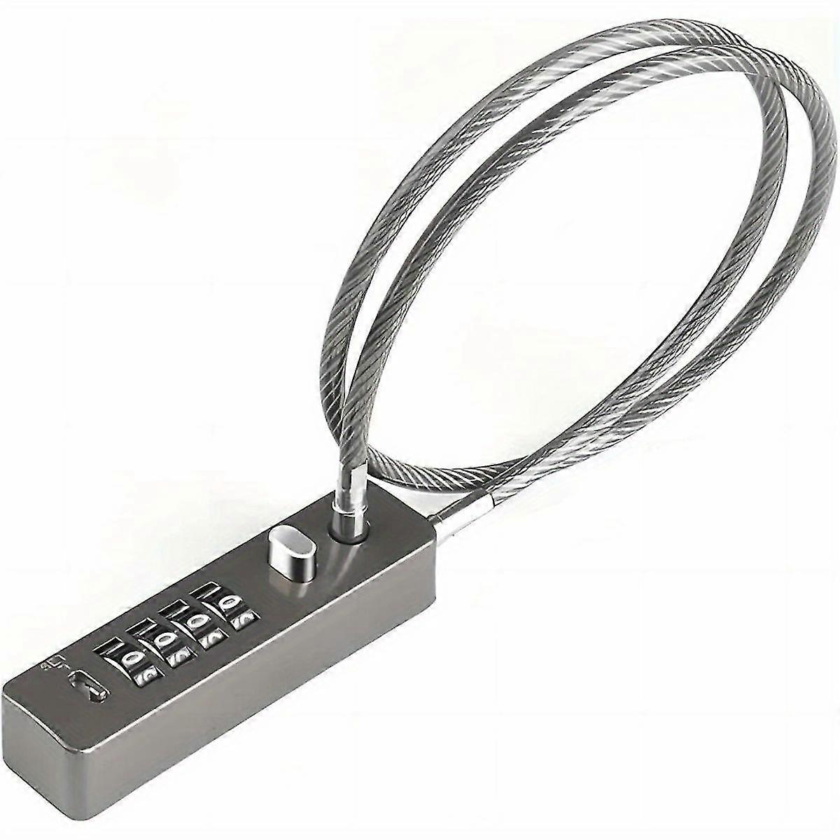 1pc Black/Grey Cable Locks With Combination, 23-3/5 Inches Length Steel Cable Rope 4-Digit Combination Lock With Resettable Code For Bikes, Lockers, F