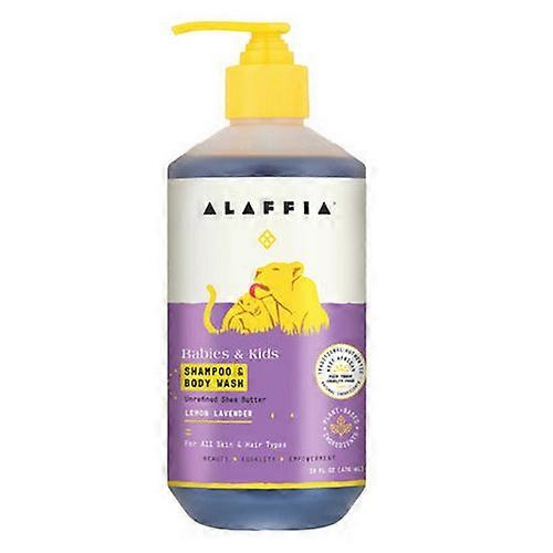 Alaffia 婴儿和儿童洗发水和沐浴露柠檬薰衣草，16盎司