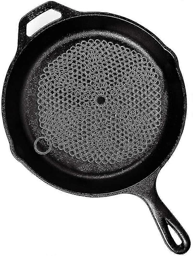 Round Cast Iron Cleaning Brush With Durable Plastic Scraper