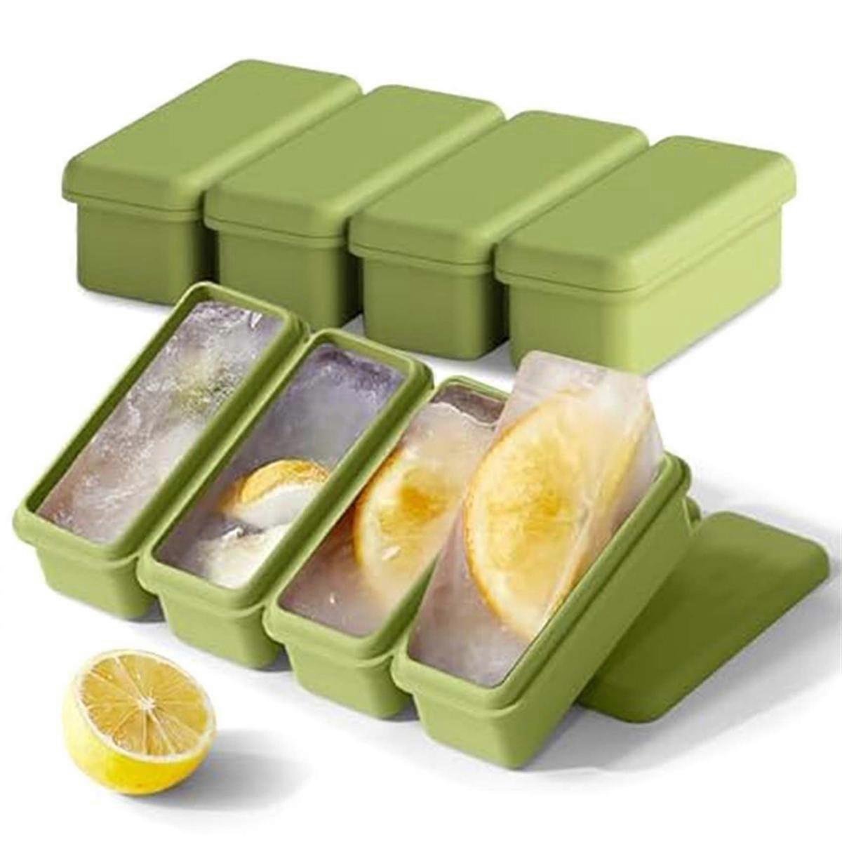 Outdoor Ice Block Molds for Whiskey,Reusable Reinforced Silicone Molds Cold Plung Ice Mold Ice Maker Box Green